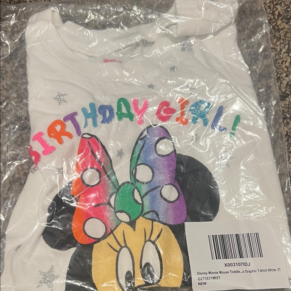 Disney Minnie Mouse Birthday Girl T-Shirt - White and Multicolor